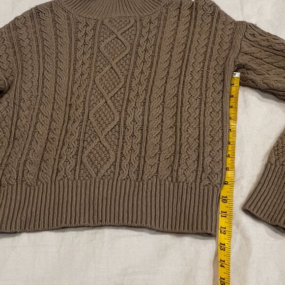 Banana Republic cashmere cotton blend cropped cable knit mock turtleneck Size Sm - Picture 5 of 5